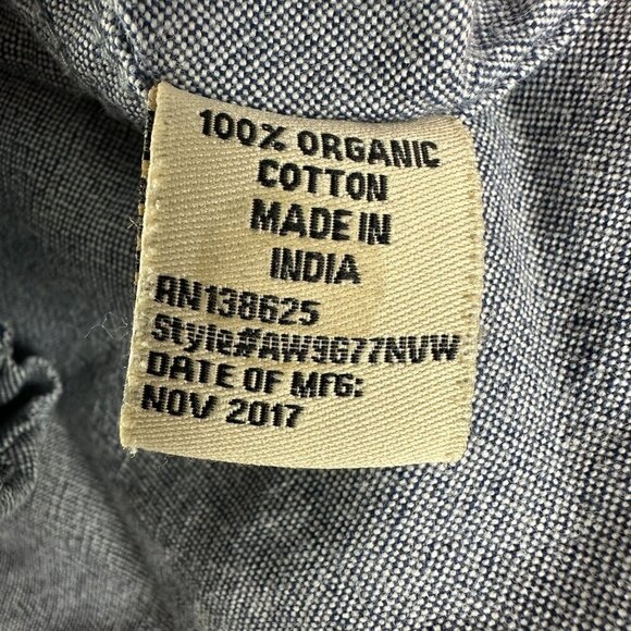 Colours Shirt Mens Medium Blue Chambray Organic Cotton Button Down Pocket - Picture 5 of 8